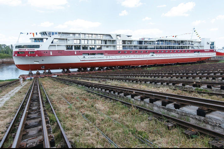Спуск на воду лайнера "Николай Жарков" / Фото: ОСК