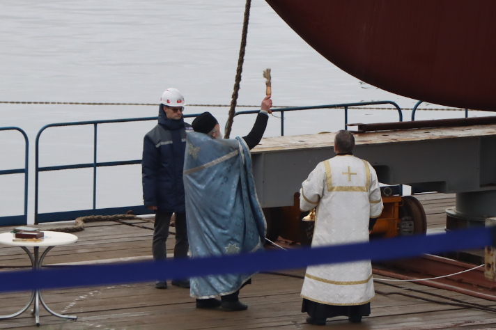 Спуск на воду тральщика "Дмитрий Лысов"