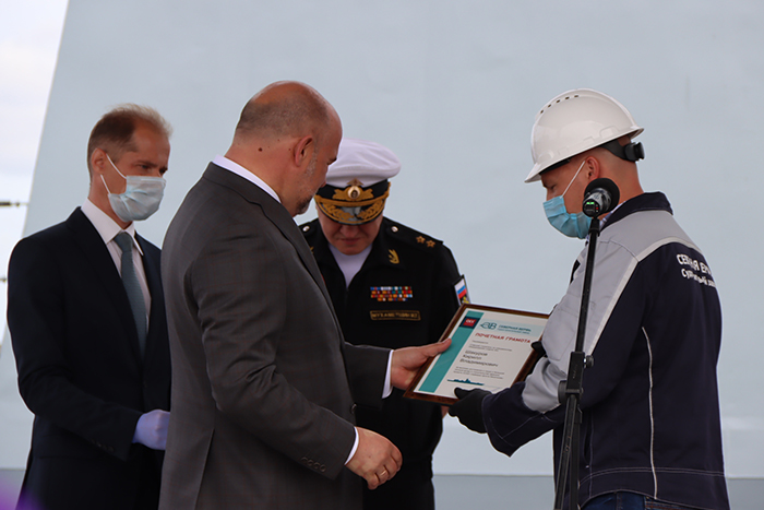 Церемония подписания приемного акта фрегата "Адмирал флота Касатонов"
