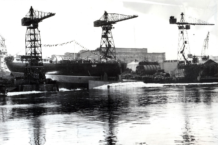 Спуск на воду атомного ледокола "Ленин"