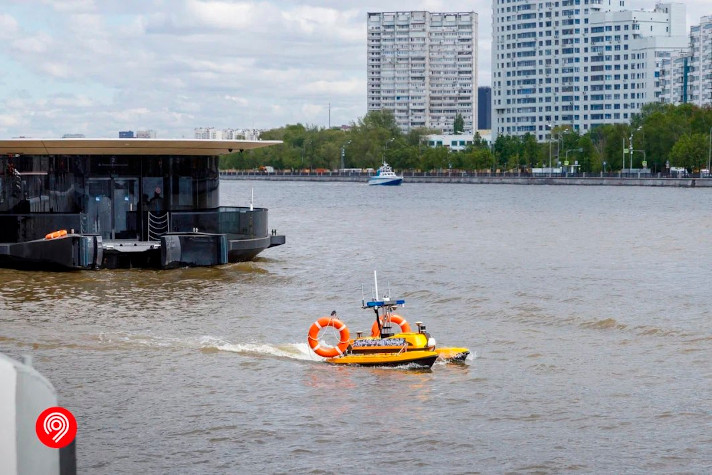 Тестирование беспилотного катера в акватории Москвы-реки