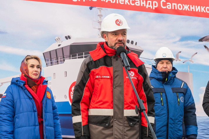 Спуск на воду судна "Александр Сапожников"