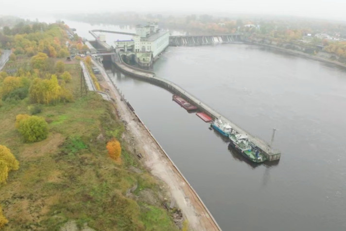 Строительная готовность реконструируемого Волховского шлюза превышает 90%