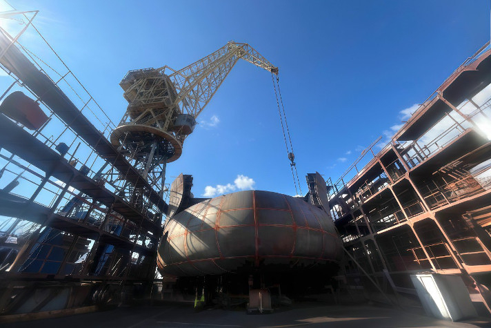 Завершена сборка корпуса головного сухогруза проекта RSD59ARC