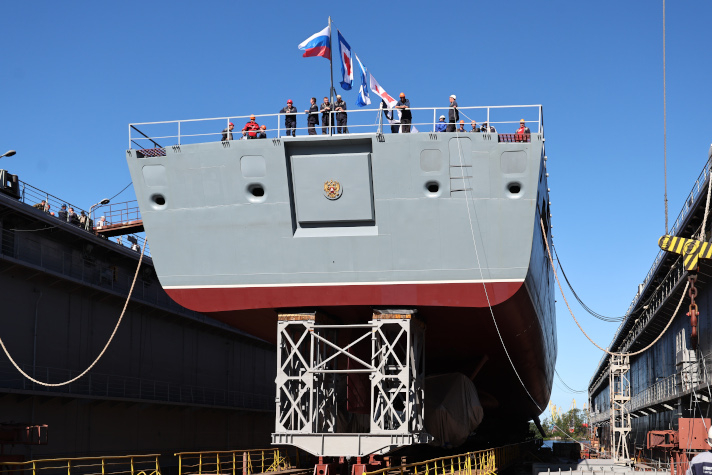 Состоялся спуск на воду пятого фрегата проекта 22350 'Адмирал Амелько'