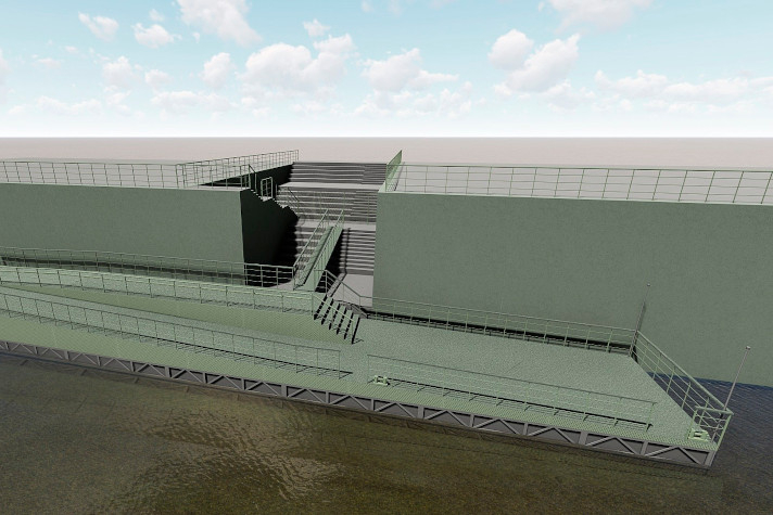 Судостроительная верфь 'Речная' заложила второй плавучий причал проекта NN1