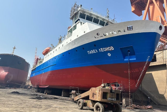 Завершился ремонт грузопассажирского судна 'Павел Леонов'