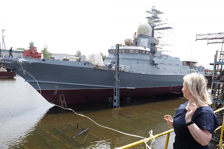 В Зеленодольске спустили на воду малый ракетный корабль 'Туча'